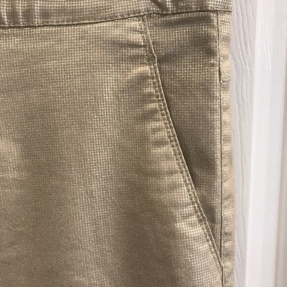 Bevy Flog Shely Drawstring Pull On Pants Gold Metallic Grid Pockets Size 29 - Picture 5 of 12
